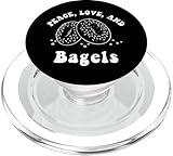 Peace Love and Bagels Funny Foodie Retro Groovy Breakfast PopSockets PopGrip for MagSafe