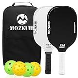 MOZKUIB Pickleball Paddles Set of 2, Lightweight Fiberglass Surface Pickleball, 16MM Polypropylene Honeycomb Core, Pickle Ball Paddle Set with 2 Paddles 4 Balls 1 Bag ​for Men Women Indoor Outdoor
