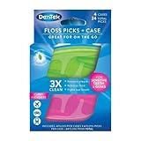 DenTek Floss Picks & Travel Case for On-The-Go, 4 Travel Cases with 6 Floss Picks Each, (Pack of 1)