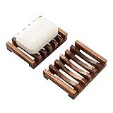 Wooden Soap Dish for Shower,Set of 2 Shower Soap Holder,Self draining Bar Soap Holder for Bathroom, Homemade Soaps Saver Natural Soaps Tray, Vowupt