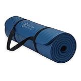 Gaiam Essentials Thick Yoga Mat Fitness & Exercise Mat with Easy-Cinch Carrier Strap, Navy, 72"L X 24"W X 2/5 Inch Thick, 10mm