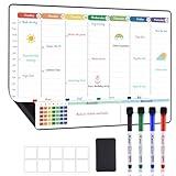 POPRUN Dry Erase Board Magnetic Weekly Calendar Whiteboard for Fridge, 16.5"x11"Schedule Board for Kids, Weekly Planner Whiteboard with Hourly Time Slots Perfect as Planner Board for School and Family