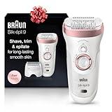 Braun Epilator Silk-épil 9 9-720, Hair Removal Device, Epilator for Women, Wet/Dry, Waterproof, 3-in-1 Epilate, Shave, or Trim, Salon-Like Smooth Skin, Womens Shaver & Trimmer, Cordless, Rechargeable