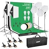 EMART 8.5 x 10 ft Backdrop Support System, Professional Photography Lighting Kit with 50W LED Blub | Reflector | Backdrop *3, Umbrellas&Softbox Lighting Kit for Studio, Portrait and Video Shooting