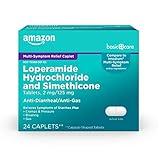 Amazon Basic Care Loperamide Hydrochloride 2 mg and Simethicone 125 mg Tablets, Multi-Symptom, Anti-Diarrhea Medicine, Gas Relief, 24 Count