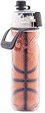 O2COOL Mist 'N Sip Misting Water Bottle 2-in-1 Mist And Sip Function With No Leak Pull Top Spout Reusable Sports Water Bottle - 20 oz (Basketball)