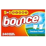 Bounce Dryer Sheets, Outdoor Fresh, 240 Count, Laundry Fabric Softener Sheets with Static Control and Wrinkle Fighters, Bounce Dryer Sheets, Fabric Softener Sheets