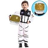 Spooktacular Creations White Astronaut Costume with Helmet, Space Suit for Toddler with Movable Visor, Kids Astronaut Halloween Costume for Cosplay, Party Favor Supplies (3T, 3-4 yrs)