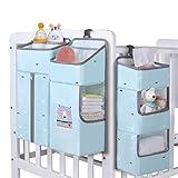 TOCKONIMN Hanging Diaper Caddy Organizer for Baby Crib - 3-in-1 Diaper Stacker for Changing Table Nursery Organization Storage Holder for Baby Essentials Attachment Portable Combining (Sky Blue)