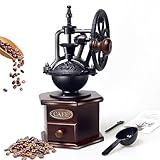 Manual Coffee Grinder Vintage Wooden Coffee Bean Grinder Hand Grinder Roller Antique Coffee Mill for Making Mesh Coffee Classic French Press for Decoration (Hexagon)