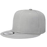 Classic Snapback Hat Cap Hip Hop Style Flat Bill Blank Solid Color Adjustable Size (One Size, Light Grey)