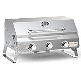 Onlyfire Tabletop Gas Grill 3 Burners, 24" Stainless Steel Portable Propane Grill with Foldable Legs for Outdoor Patio Backyard Camping, Tailgating, RV Trip, Heavy Duty & 24000BTU, GS307