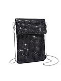 Verdusa Women's Crossbody Bag Glitter Rhinestone Evening Bag Purse Sequin Wedding Handbag Black one-size