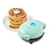 DASH Mini Waffle Maker - 4” Waffle Mold, Nonstick Waffle Iron with Quick Heat-Up, PTFE Nonstick Surface - Perfect Mini Waffle Maker for Kids and Families, Just Add Batter (Aqua)