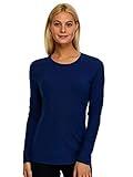 Felina Key Item Long Sleeve Crew Neck Tee (Blueprint, Small) | Soft Cotton Modal Spandex Blend | Classic Versatile Long Sleeve Shirt for Women | Comfortable Everyday Top for Layering or Lounging