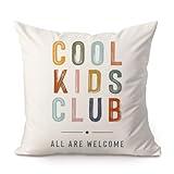 Cool Kids Club Pillow Cover, Kids Room Decor, Playroom Decor, Kids Room Decor, Boho Kids Room, Classroom Decor, Kids Playroom Decor, Nursery Throw Pillow Decor, Classroom, 18x18 Pillowcase