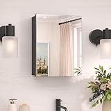 TokeShimi 14 x 18 Black Medicine Cabinet with Mirror Tempered, Aluminum Mirror Medicine Cabinet Wall Mounted or Recessed with Stepless Adjustable Amply Storage Metal for Modern Farmhouse