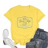 Jinluth Belle Princess Shirts for Women Book Lover Gifts Magic Kingdom T Shirts Belle's Book Shop Funny Graphic Tees Tops (Yellow,S)