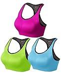 Match Racerback Sports Bras for Women – Padded Seamless Strappy Workout Tops for Yoga Gym Runing Fitness Sports Bras (1 Pack of 3(Green-Plum-Blue), XX-Large)