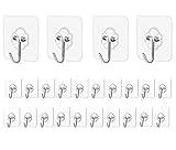 Adhesive Hooks Kitchen Wall Hooks - 24 Packs Heavy Duty 24lb(Max) Nail Free Transparent,Waterproof,Sticky Stainless Hangers for Keys,Bathroom, Shower, Outdoor, Kitchen,Door,Home Improvement,Utility