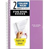 Five Star Spiral Notebook, 2 Subject, College Ruled, 9 1/2" x 6" 80 Sheets, Amethyst Purple (840029CF1-ECM)