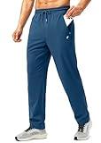 Pudolla Men's Athletic Pants with Zipper Pockets Stretch Workout Sweatpants Lightweight Running Joggers for Men(Blue XX-Large)