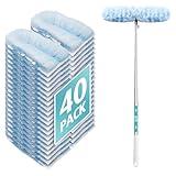 6ft Extendable Duster Handle with 40 Refills, Compatible with Swiffer Duster, Disposable Microfiber Dusting Pads for Home Cleaning, Ceiling, Fan, Window, Hard-to-Reach Areas