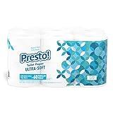 Amazon Brand - Presto! 313 2-Ply Sheet Mega Roll Toilet Paper, Unscented, Ultra-Soft, 12 Rolls (2 Packs of 6), Equivalent to 60 Regular Rolls, White