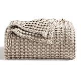 Bedsure Cooling Cotton Waffle King Size Blanket - Lightweight Breathable Summer Blanket of Rayon Derived from Bamboo for Hot Sleepers, Luxury Throws for Bed, Couch and Sofa, Taupe, 104x90 Inches