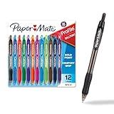 Paper Mate Profile Retractable Ballpoint Pens Bold, 1.4mm, Assorted Colors, 12 Count - Back to School, Home, Office, Teacher Supplies
