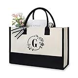 TOPDesign Initial Canvas Tote Bag, Personalized Present Bag, Suitable for Wedding, Birthday, Beach, Holiday, is a Great Gift for Women, Mom, Teachers, Friends, Bridesmaids (Letter G)