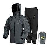 TIDEWE Rain Suit, Waterproof Breathable Lightweight Rainwear (Gray Size M)