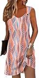 ETCYY Sundresses for Women 2024 Summer Beach Dresses Swimsuit Cover Ups Casual Sleeveless Tank Ladies Dresses(M.Striped Orange)