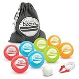 GoSports Soft Bocce Set Includes 8 Weighted Balls, Pallino and Case, Play Indoors or Outdoors