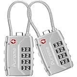 Puroma 2 Pack TSA Approved Luggage Lock, 4 Digit Combination Travel Locks Resettable Code Lock with Zinc Alloy Body for Suitcase, Toolbox, Backpack, Bag, Gym Locker (Silver)