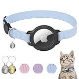 AirTag Cat Collars, Stretchy Collar with Apple AirTag Holder and Bell, Breakaway Ultra Design Elastic GPS Tracking Collars for Cats and Puppies, (7.5-12.5 Inch), Blue