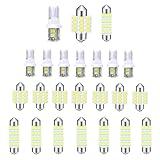 24PCS Car Interior LED Bulb, Dome Light LED Car Interior Replacement Bulb Kit Set T10 31 mm 41 mm for Car Interior, Indoor Map Dome Lights, License Lights, Trunk Lights, Etc.