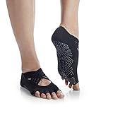 Gaiam Grippy Studio Yoga Socks for Extra Grip in Standard or Hot Yoga, Barre, Pilates, Ballet or at Home for Added Balance and Stability, Black, Small-Medium