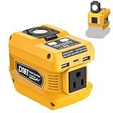 220W Power Inverter for Dewalt 20V Battery, DC 20V to AC 110V Portable Power Station with 1 AC Outlet, 2 USB Ports & 1 Type-C Fast Charging, 400LM LED Work Light