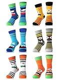 Jinei 6 Pairs Boys Monster Pattern Socks Kids Toddler Funny Crazy Cotton Crew Socks Novelty Christmas Gift Party Favors(7-10 Years)