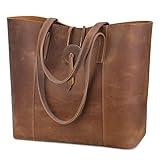 S-ZONE Vintage Genuine Leather Tote Bag for Women Large Shoulder Purse Handbag