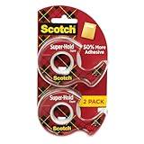Scotch Super-Hold Tape, 2 Rolls, Transparent Finish, 50% More Adhesive, Trusted Favorite, 3/4 x 600 Inches, Dispensered (198DM-2)