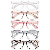 WINTOO Blue Light Glasses for Woman Men | 99% Blue Light Blocking Glasses for Computer Gaming TV Phone Screen Square Frame | Anti Eyestrain & UV Glare Protection - 5 Pair