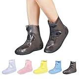 Dream Apparel Waterproof Rain Shoe Covers for Women Men, Black Non-Slip Reusable Boot Covers Foldable Shoe Covers Rainproof Overshoes Over Shoes Galoshes