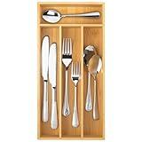 Conflech Silverware Organizer Bamboo Kitchen Drawer Organizer Utensil Organizer Silverware Holder Cutlery Organizer in drawer Flatware Organizer Tray (Natural 4 Slots)