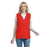 TopTie Adult Volunteer Activity Vest Supermarket Uniform Vests Clerk Workwear-Red-M