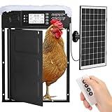 Doirdon Automatic Chicken Coop Door Solar Powered, Cold Weather Electric Chicken Door Large Size Aluminum Door with Light Sensor & Timer with Power Off Emergency Mode 14.9" H x 11" W