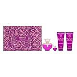 Versace Dylan Purple for Women 4 Piece Set Includes: 3.4 oz Eau de Parfum Spray + 3.4 oz Perfumed Bath-Shower Gel + 3.4 oz Perfumed Body Lotion + 0.17 oz Eau de Parfum