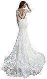 WaterDress Long Sleeve Beach Wedding Dresses for Bride 2024 Lace Applique Illusion Mermaid Bridal Gowns for Womens White 8