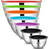 YIHONG 7 Piece Metal Mixing Bowls with Lids for Kitchen, Stainless Steel Set Ideal for Baking, Prepping, Cooking and Serving Food, Nesting Design for Space Saving Storage